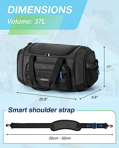 BAGSMART 4-in-1 Gym Bag for Women Men, TSA Duffle Bag for Travel - color: Black