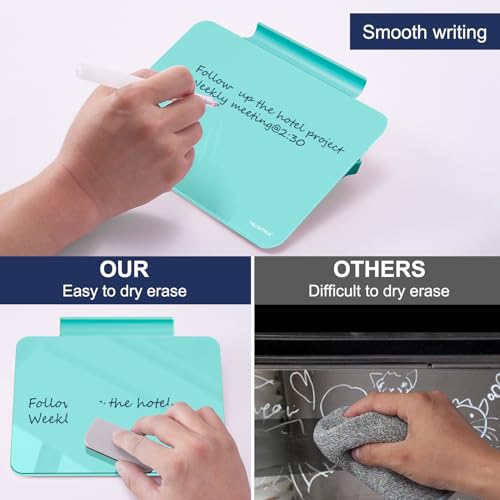 Small Desktop Whiteboard - Glass Dry Erase Board 8 X 6 Inches Tabletop Easel Whiteboard with Stand, Desk Board Buddy for Artist, Teacher and Student - color: 8 X 6 Inches - Light Blue