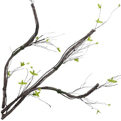 3Pcs 35in Artificial Tree Branches, Realistic Wall Hanging Bendable Tree Vines Twigs Fake Plants Tree Trunk Garland with Leaves Moss for Outdoor Garden Wedding Home Wall Porch Mantel Decoration