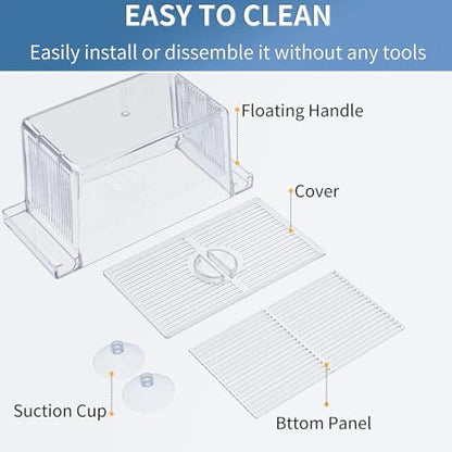 1/2 Fish Breeding Box - Aquarium Breeder Box, Fish Acclimation Box with 2 Suction Cups | Easily Install Fish Isolation Box, Acrylic Aquarium Hatchery Incubator for Baby Fishes Shrimp Betta Guppy - size: S
