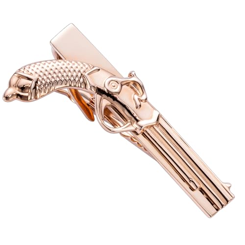 HAWSON 2/2.2 Inch Various Tie Clips for Men Unique, Personalized Novelty Tie Bars Pins Tacks, Funny Theme Wedding Holiday Gifts for Husband Groomsmens - style: Rose Gold Gun