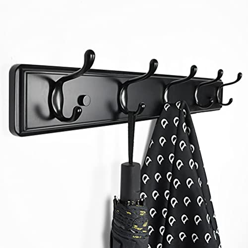 Badiano Heavy Duty Wooden Coat Rack, Wall-Mounted Organizer, 24 Inch, Black - color: Black, size: 5 Hooks
