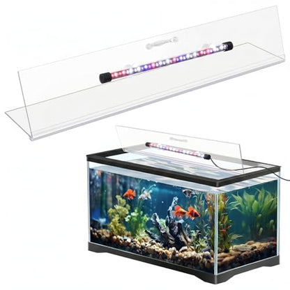 Sieral Aquarium Lids Polycarbonate Canopy with LED Light Without Center Brace Aquariums Cover Fish Tank Lid with a Hook Knife(Black,30x12in)