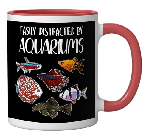 Aquarist Fish Tank & Fish Keeping Gift - Aquarium Lover Ceramic Mug, Red/White - color: Red/White