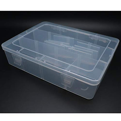 Xiaoyztan Clear Plastic Organizer, 12 Grids with Adjustable Dividers, Jewelry Box Bead Storage Container for Small Parts, Fishing Tackle, DIY Crafts, and Earrings - size: 8.8x6.6x2.3 in