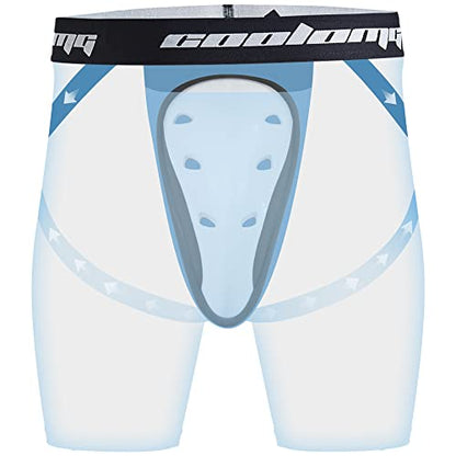 COOLOMG Mens Compression Shorts with Cup Baseball Football - color: Black, size: Medium