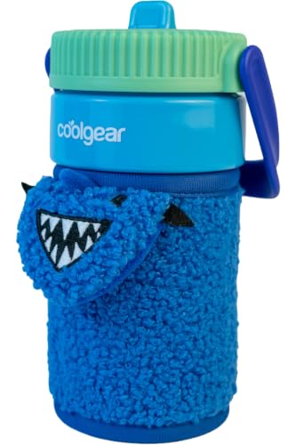 COOL GEAR 16oz GO GRIP Plushie Sleeve, with Straw, BPA-Free - SHARK - color: SHARK