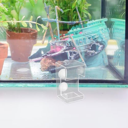 Toyvian Automatic Aquarium Fish Feeder with Suction Cup Acrylic Feeding Tube Sink Type for Fish Tank Shrimp Worm Feeder Tray No Spill Feeding Device