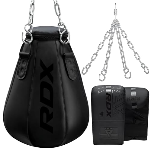 RDX 1.5FT Tear-Shaped Boxing Maize Bag with Chain & Gloves – Slip Bag for Uppercut, Hook, Reflex, Precision, Footwork & Punch Training – Hanging Slip Ball for MMA, Boxing, Muay Thai & Kickboxing - size: Filled