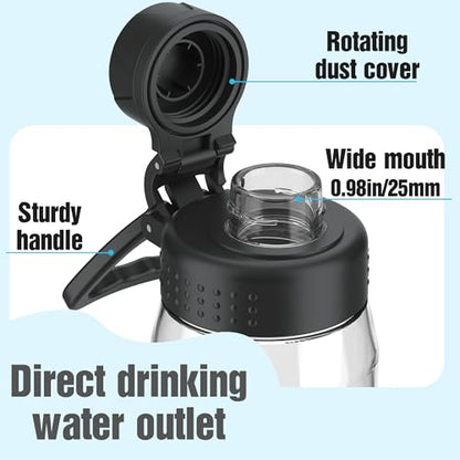 32oz Clear Water Bottle - BPA-Free Tritan Plastic, Fast Flow Spout Lid, Wide Mouth & Leakproof Design Hiking Water Bottle Suitable for Travel, Outdoors, Gym, Travel, Home, School(Clear-Black) - color: Clear-Black