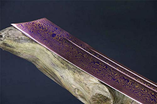 Full Tang Damascus Folded Steel blue Blade Chinese Dragon Tiger DAO Sword