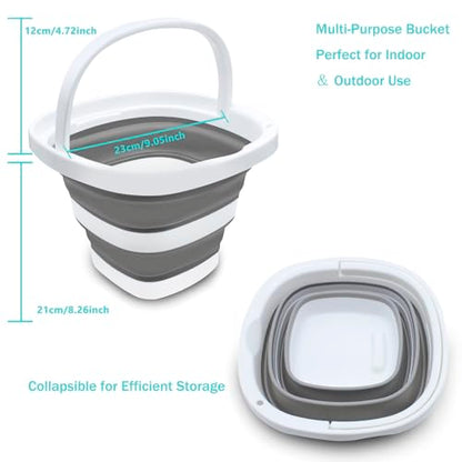 CHILDLION Collapsible Bucket 5L, Foldable Mop Bucket Car Wash Buckets with Handle for Cleaning Supplies, Portable Sink Wash Basin Storage Bin Ice Tub for Fishing Beach Outdoor Camping Kitchen (Square)