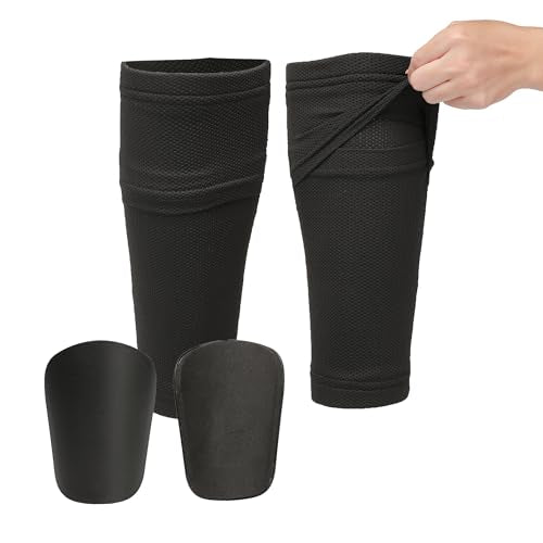 Soccer Shin Guards for Kids and Adults,Men Women Shin Guards Sets with Sleeve & Pads,Football Gear for Age 4-6 8-10 10-12 - color: Black, size: Large(4.53"*3.15"*1.18"for Adults)