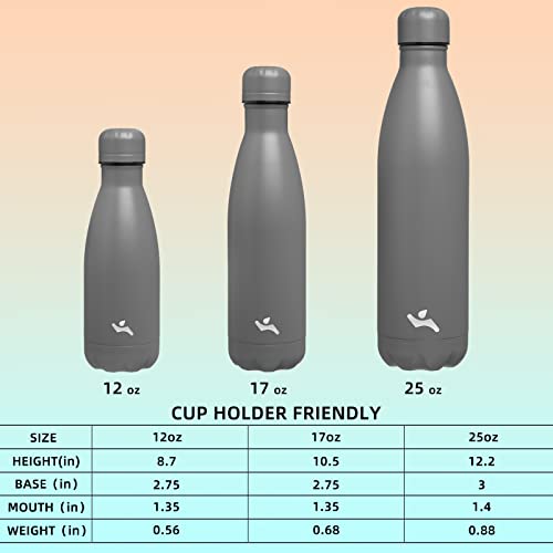 Konokyo 17 oz Insulated Stainless Steel Water Bottle, Gray - color: Gray, size: 17 Ounces