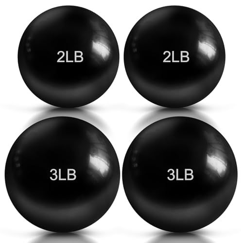 Halloscume 1 lb 2lb 3lb 4lb 5lb Weighted Toning Balls for Exercise, Innovations Soft Medicine Balls for Exercise, Pilates, Yoga, Balance, Flexibility - color: Black, size: 2 Lbs & 3 Lbs