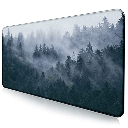 Gray Forest Mouse Pad with Seam Edge Design, Non Slip Rubber Keyboard Pad | The Surface Of The Mouse Pad Is Designed With Fiber Woven Material, And The Base Is Made Of Natural Anti Slip Rubber. - color: Grey Forest