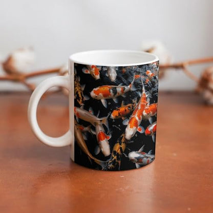 Changing Magic Coffee Mug Heat Sensitive Porcelain Tea Cup Morphing Mugs Japan Fancy Carp Fishes Printed Color Changing Coffee Mug Heat Activated