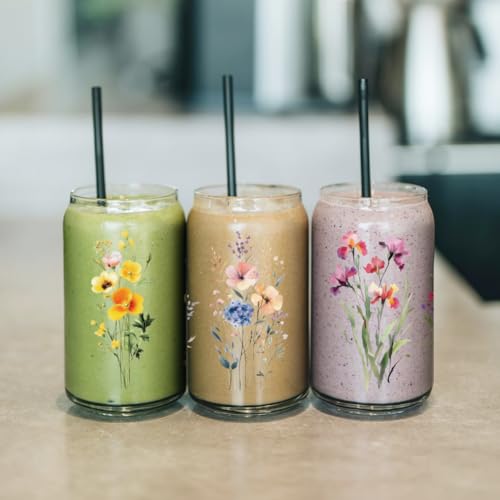 arricraft 10 Pcs Flower Theme Cup Printing UV Transfer Papers, 10 Styles Watercolor Wildflower PVC DIY Heat Transfer Stickers for 16 OZ Glass Cups Crafts 9.5x4.3inch - style: Flower Theme