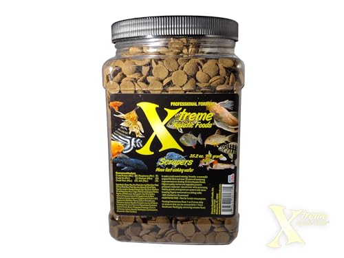 Xtreme Scrapers Wafers - Premium 14mm Fast-Sinking Fish Food – Nutrient & Cellulose Rich Ideal for Nocturnal Feeders, Catfish, Plecostomus Species, and Loaches – USA Farm Grown (35oz) - size: 2.19 Pound (Pack of 1)