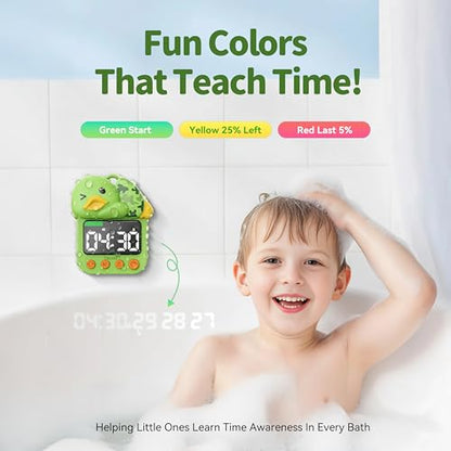 Shower Timer Waterproof Visual Timer for Kids - 99 Min Duck Shaped Digital Toddler Timer with Color Countdown Rechargeable Potty Training Shower Clock for Bathroom Toilet & Kitchen