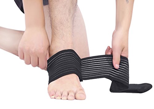 Elastic Ankle Support Bandage Breathable Ankle Brace Guard Sports Knee Elbow Wrist Calf Thigh Compression Wrap Ankle Exercise Wrap Strap for Running Riding Fitness - color: Black