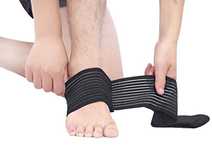 Elastic Ankle Support Bandage Breathable Ankle Brace Guard Sports Knee Elbow Wrist Calf Thigh Compression Wrap Ankle Exercise Wrap Strap for Running Riding Fitness - color: Black