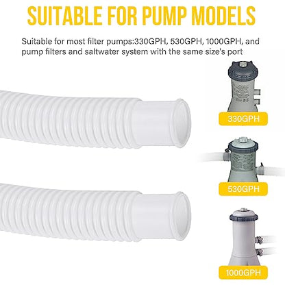 Pool Hoses for Above Ground Pool, 2 PACK 1.25 Inch Pool Filter Hose Accessory Bump Replacement Hose 59 Inch Long with 2 Holders and 4 Clamps