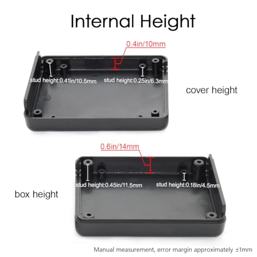 5 Pieces ABS Plastic Electrical Project Case Power Junction Box, Project Box Black 3.5 x 2.8 x 1.1 inch (90 x 70 x 28 mm) - size: 3.5" x 2.8" x 1.1"(5pc)