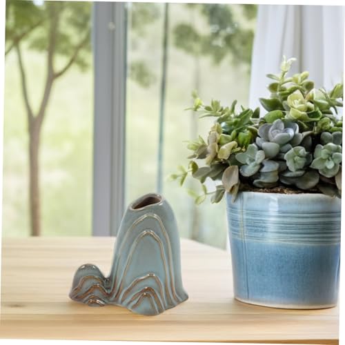 Ceramic Miniature Mountain Ornament Fish Tank Decor Zen Garden Accessories Versatile Bonsai Landscape Brush Holder for Room Office Study