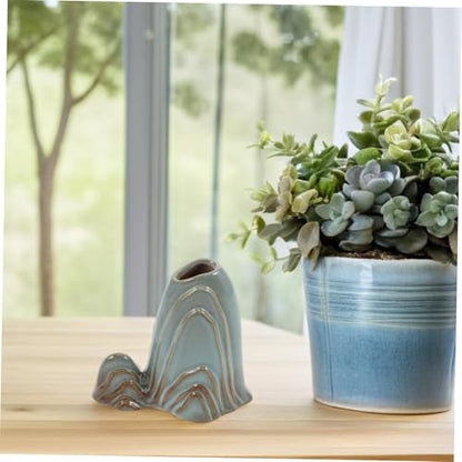 Ceramic Miniature Mountain Ornament Fish Tank Decor Zen Garden Accessories Versatile Bonsai Landscape Brush Holder for Room Office Study