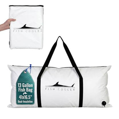 Houseables Fish Bag, Fish Kill Bag, Fishing Cooler, Insulated Carrier for Fishing, Cooling Gear, Big, Waterproof For Kayak, Transport, Weigh In, Catch, Ice, Tuna, Salmon, Bass, Trout, 41x16.5”, 72x30” - size: 41 x 16.5 Inch