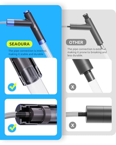 SEAOURA Aquarium Siphon Pump Gravel Cleaner, Fish Tank Vacuum Gravels Cleaning Kit, Manual Water Changer with Air Push Button, Aquariums Sand Clean Set, Hose for Suck Manure Wash Sand
