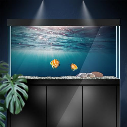 Aquarium Background Stickers - Water, Light, Blue - Fish Tank Reptile Terrarium Decor Poster (45 x 30 cm / (17.7 x 11.8 inches)) - size: 45 x 30 cm / (17.7 x 11.8 inches)
