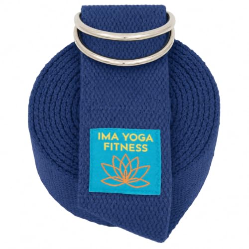 Adaptive Yoga Strap for Stretching - Extra-Wide 2 Inches 100% Cotton Stretch Strap with Steel D-Rings for Physical Therapy, Pilates & Flexibility - Storage Pouch & E-Book - color: Navy, size: 10 feet