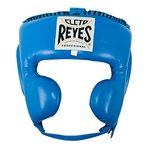 CLETO REYES Boxing Headgear with Cheek Protection for Men and Women, Protective Head Guard Face Saver, Sparring Fighting - color: ELECTRIC BLUE, size: Small