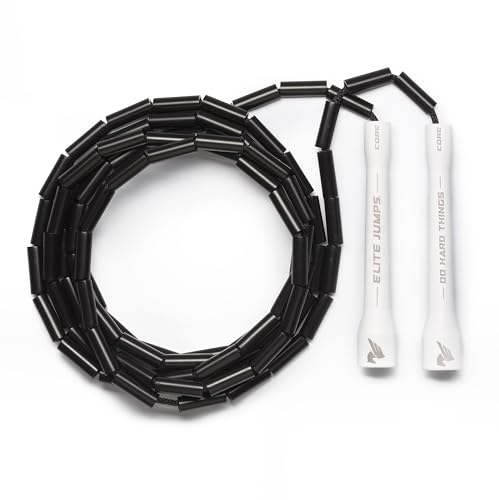 Elite Jumps 1" Beaded Rope, 10ft, Adjustable, 5" Handles - color: White/Black