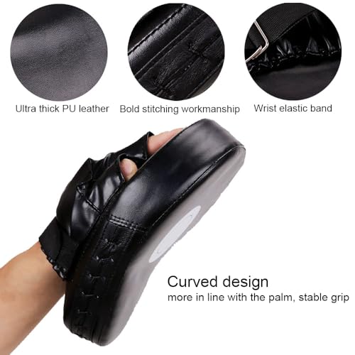 2-in-1 Boxing Gloves and Punching Mitts Set for Kids Youth,6 oz Kids Boxing Gloves and Boxing Pads,Boxing Training Equipment for Punching Bag,Kickboxing,Gift for Boys and Girls - color: black