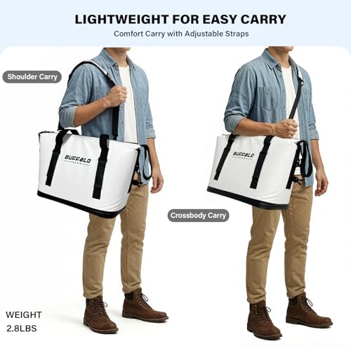 Buffalo Gear Fish Cooler Bag – 24Qt Seamless Insulation Kill Bag, Keeps Ice Cold Up to 36 Hours, Foldable & Waterproof with Rod Attachment Straps & Gear Loops, White - color: White-24QT