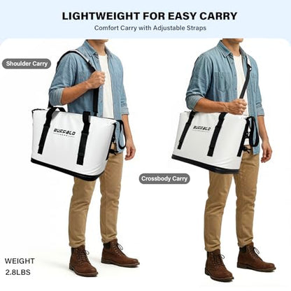 Buffalo Gear Fish Cooler Bag – 24Qt Seamless Insulation Kill Bag, Keeps Ice Cold Up to 36 Hours, Foldable & Waterproof with Rod Attachment Straps & Gear Loops, White - color: White-24QT