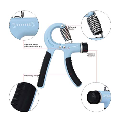Grip Strength Trainer-2 Pack Hand Grip Strengthener Adjustable Resistance Range 20-90 lbs Non-Slip Hand Grip, Hand Gripper Exerciser, Wrist Strengthener for Forearm Grip Workout