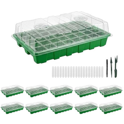 Gardzen 10 Pack 40 Cell BPA Free Seed Starter Tray Kit - Reusable Plant Germination Trays with Adjustable Vents, Sowing Tool & Labeling Set for Indoor Gardening Vegetables Herbs Flowers - size: 10-Pack