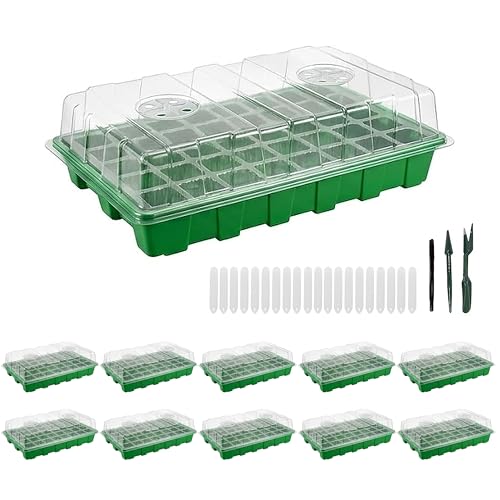 Gardzen 10 Pack 40 Cell BPA Free Seed Starter Tray Kit - Reusable Plant Germination Trays with Adjustable Vents, Sowing Tool & Labeling Set for Indoor Gardening Vegetables Herbs Flowers - size: 10-Pack