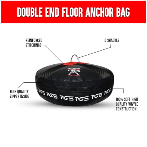 PGS Double End Floor Anchor for Punching Bag Double end Speed Ball, Maximum Swing Reduction for Boxing MMA, Non Tear Maya Hide Leather, Heavy Duty D Ring