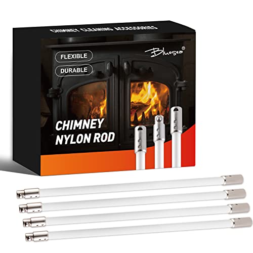Bluesea 4 Pieces Chimney Sweep Kit Nylon Rod, Chimney Cleaning Kit Accessories with Hex Key and Adapter for Electric Drill, Flexible Nylon Rod for Chimney Brush, Extends to 13 Feet for Easy Cleaning. - size: 13 Feet Chimney Rod