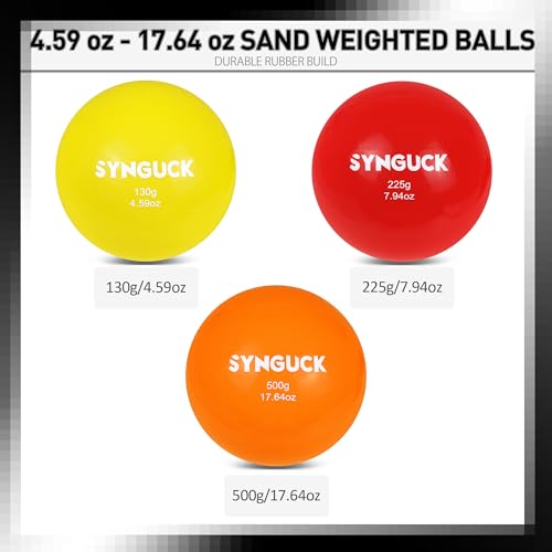 SYNGUCK 3 Pack Plyometric Weighted Balls for Baseball & Softball