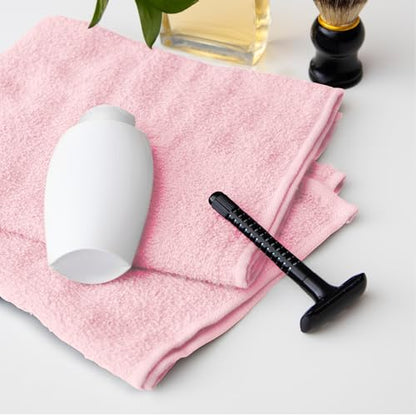 Avalon Towels Salon Towel - Pink Hand Towels Bulk Pack of 24 - 100% Cotton Absorbent Spa, Facial & Gym Towel for Working Out - 16x27 Inches (Not Bleach Proof) - color: Pink