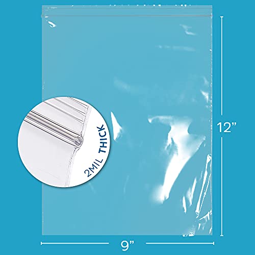 GPI - 9" x 12" Zip Bags, 100 Count, 2 Mil, Clear Plastic Reclosable Zipper Poly Baggies, with Resealable Zip Top Lock. for A4 Letter Size Paper, Apparel, Clothing, Food, Home & Office Supplies. - size: 9" x 12"