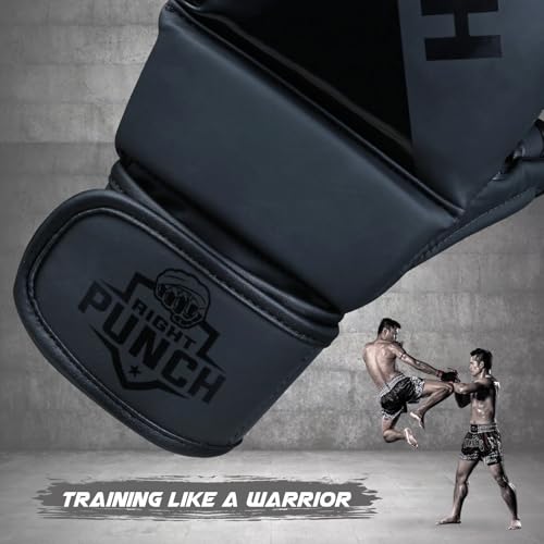 Hybrid MMA Sparring Gloves for Grappling, Kickboxing, and Open Palm Martial Arts - color: Black, size: Medium