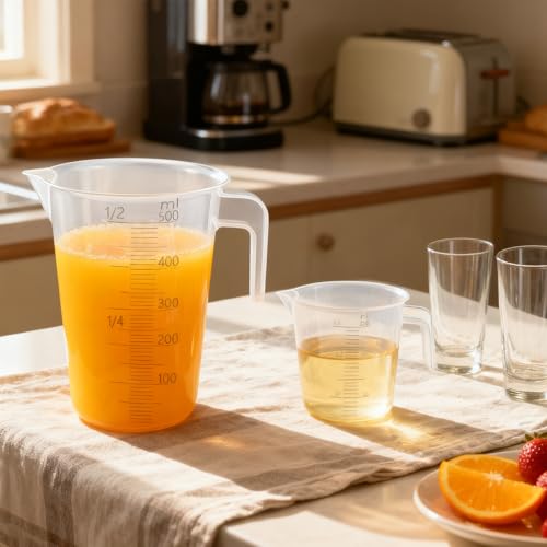 Multi-Purpose Measuring Cup Set - 1/2 Cup BPA-Free Unbreakable Plastic - Stackable Dishwasher Safe - Liquid/Solid Measurement - Kitchen Essential - size: 2-Piece Set (1/2-Cup)