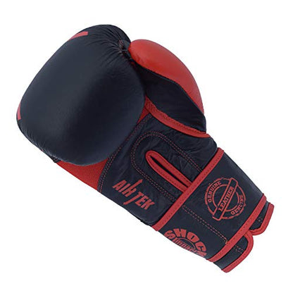 Boxing Gloves | Genuine Cowhide Real Leather | Muay Thai, Kickboxing, Sparring & Training | Pro Punching Gloves for Men & Women - color: BLACK/RED, size: 12OZ